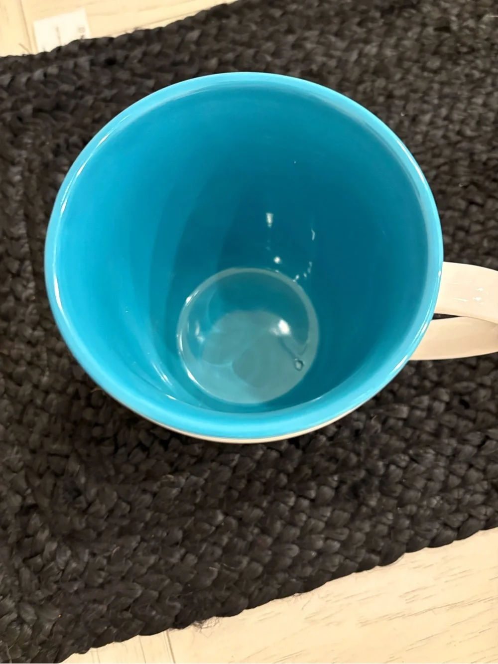 Ceramic White Mug with Turquoise Interior - Inspirational Gold Script